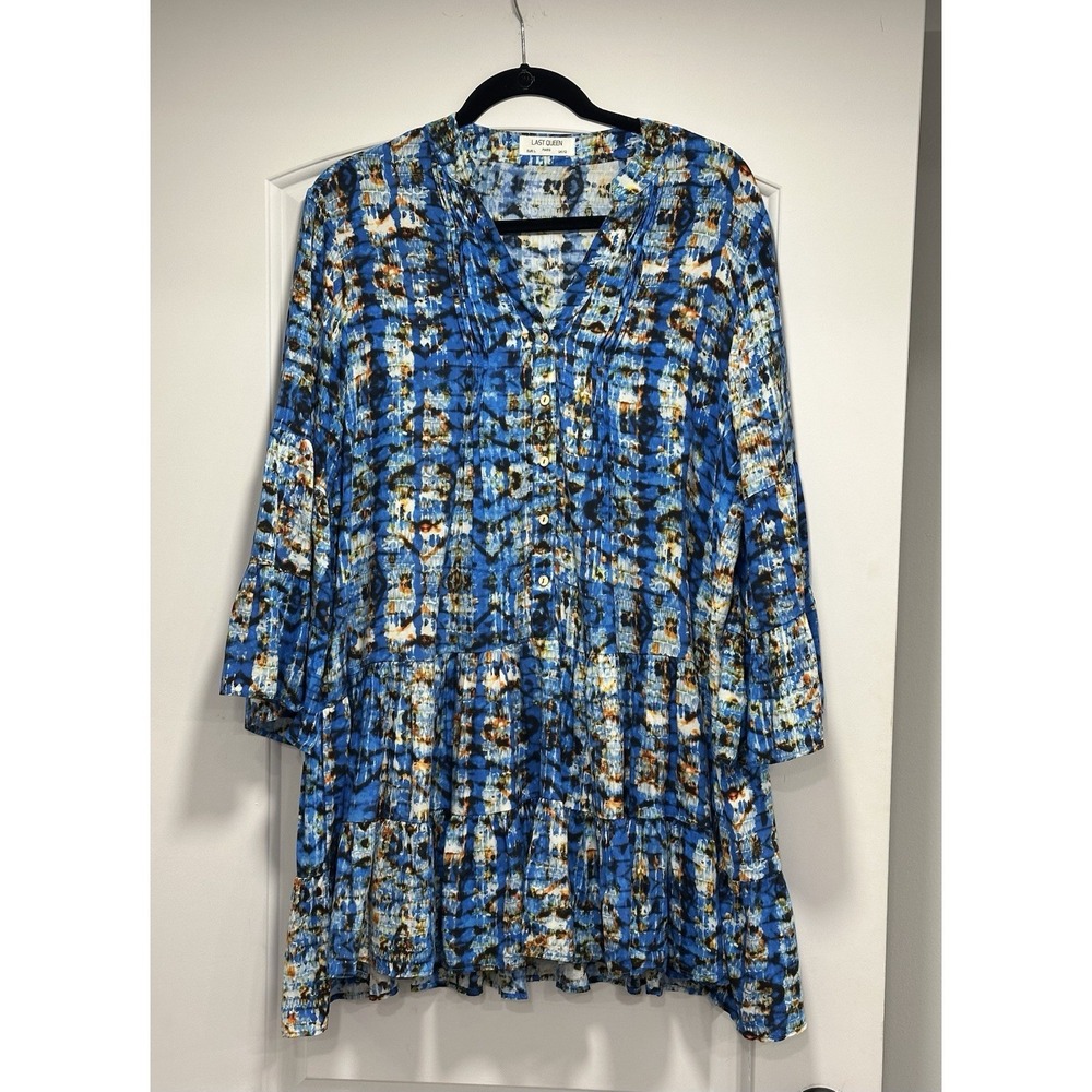 Last Queen Paris Woman Blouse Babydoll Pleated Stretchy Bell Sleeve EUR L READ